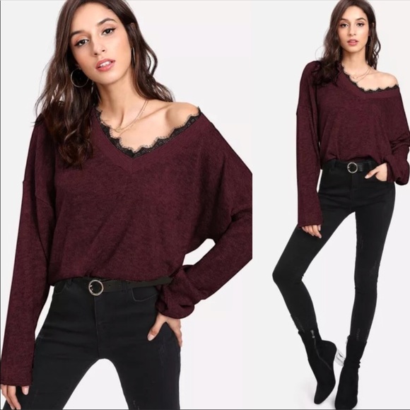 October Love Sweaters - 🆕 OCTOBER LOVE BURGUNDY LIGHT WEIGHT SWEATER